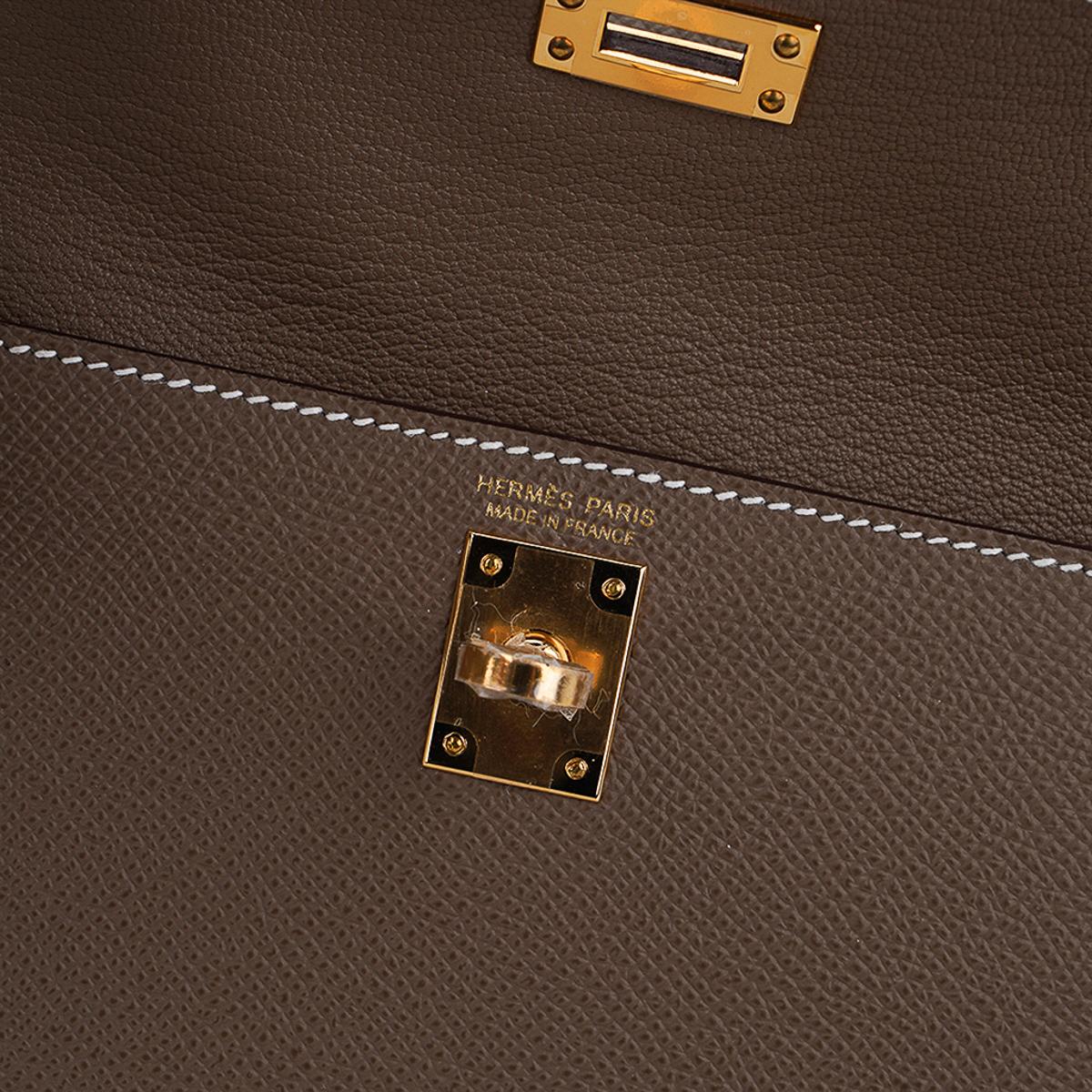 Hermès Kelly Sellier en Desordre 20 Etoupe Epsom Gold Hardware Limited Edition For Sale 9