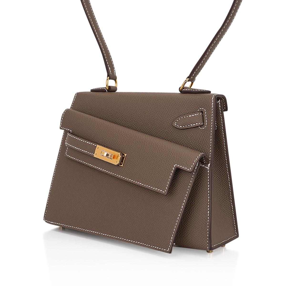 Hermès Kelly Sellier en Desordre 20 Etoupe Epsom Gold Hardware Limited Edition en vente 3