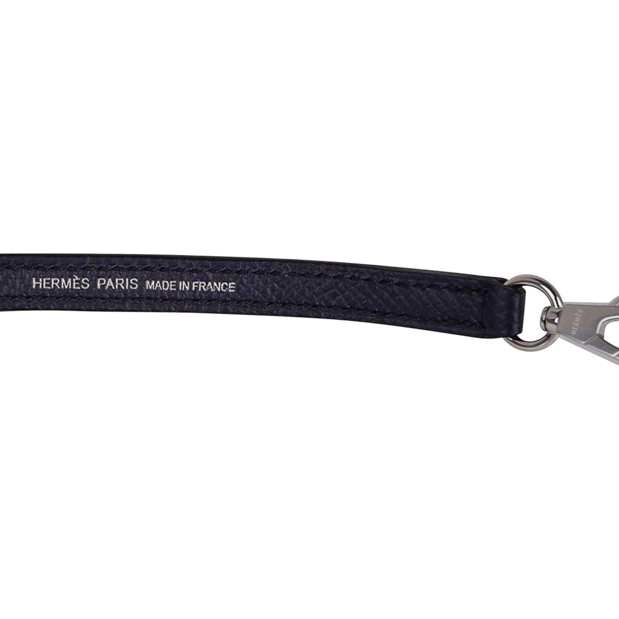 Hermes Kelly HSS Sellier 20 Mini Bag Craie & Bleu Indigo Epsom Palladium en vente 7