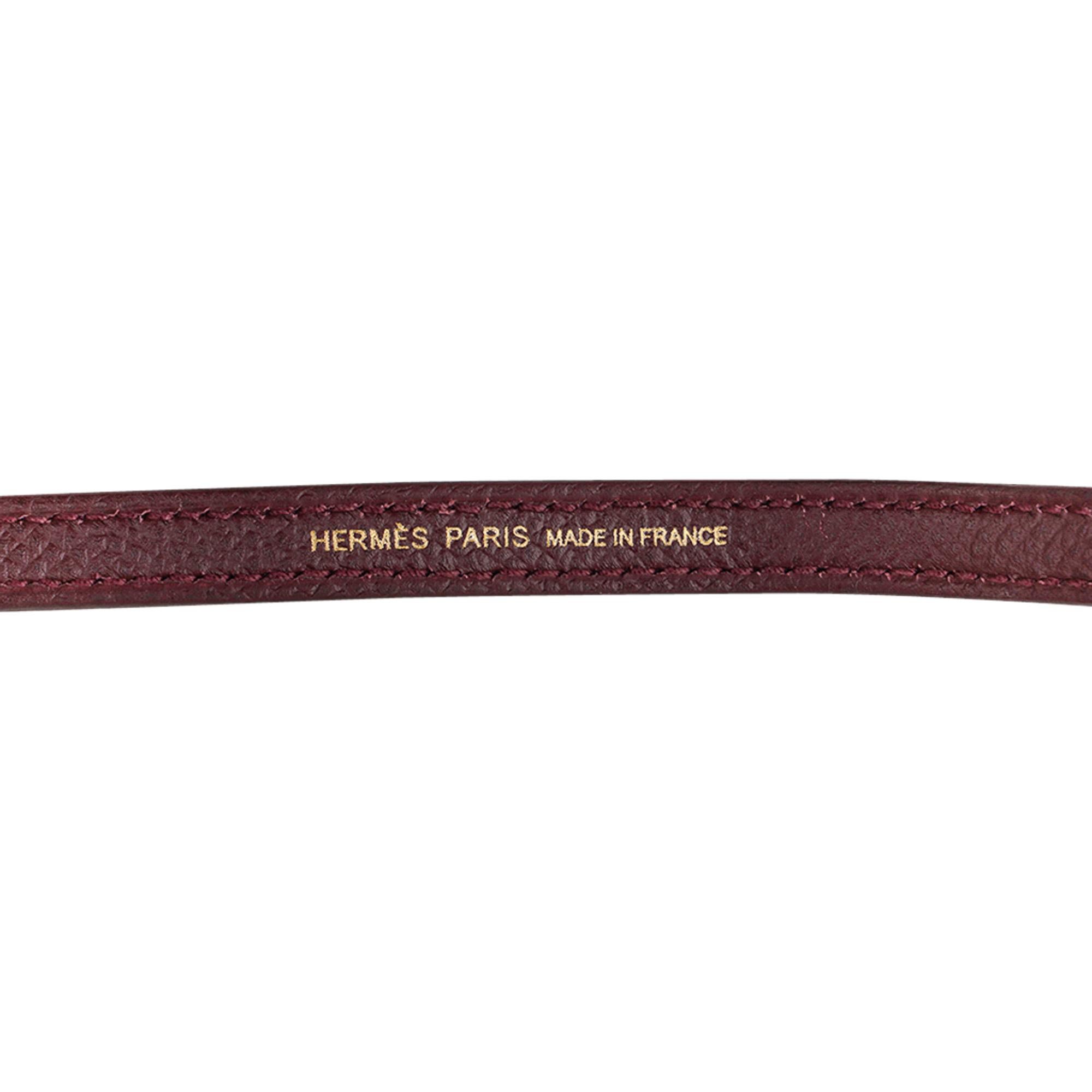Hermes Kelly Sellier HSS 20 Nata / Bordeaux Gold Hardware Epsom Mini Bag  For Sale 6