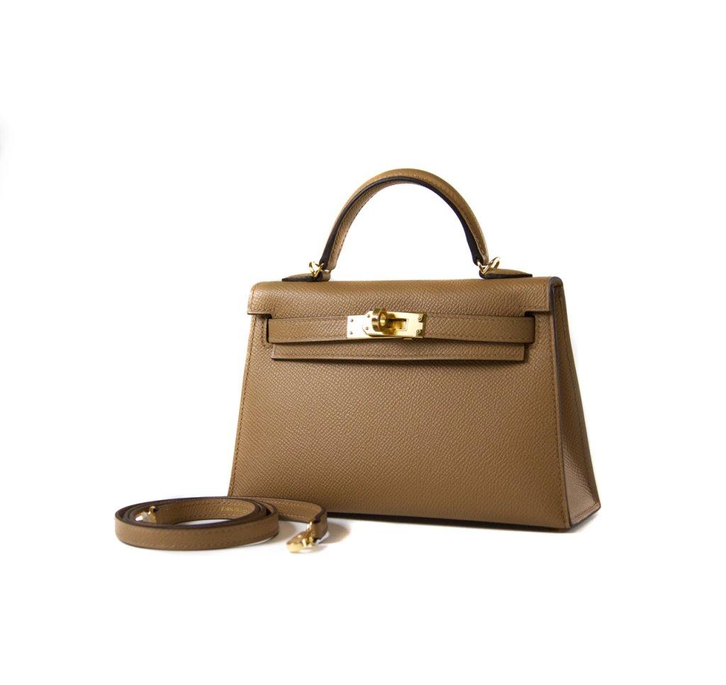 Hermès Kelly Sellier Mini II Epsom Chai gold HW at 1stDibs | mini kelly ...