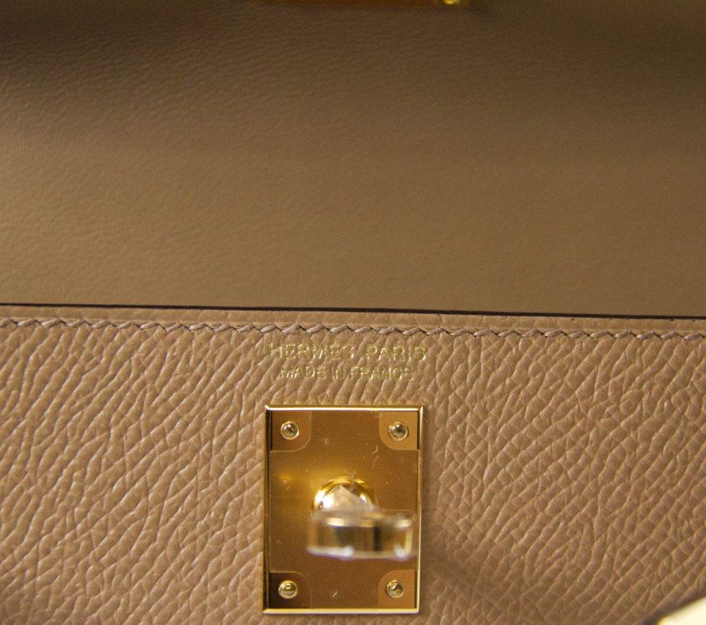 Women's or Men's Hermès Kelly Sellier Mini II Epsom Chai gold HW