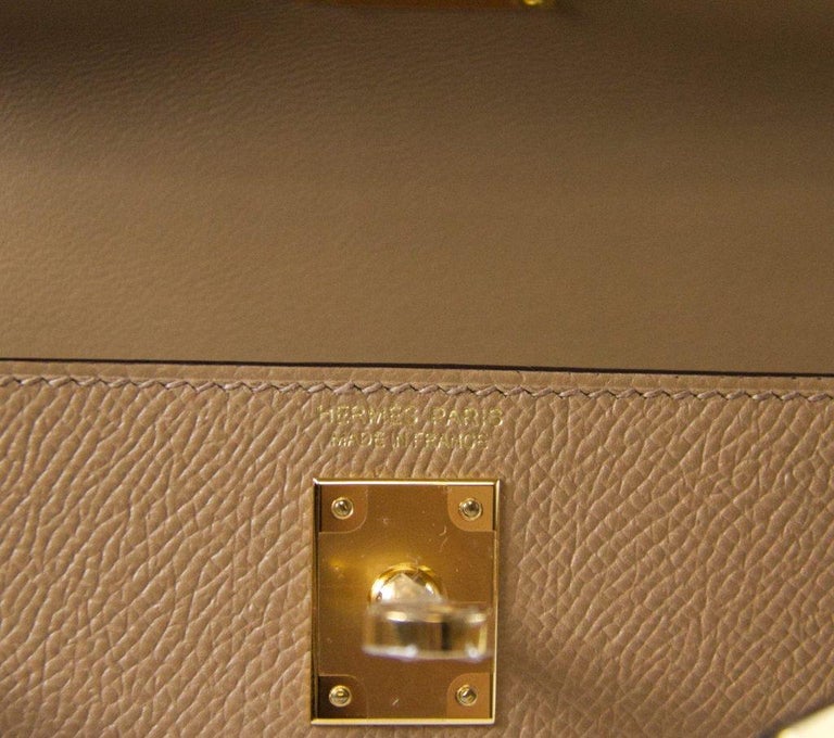 Hermès Kelly Sellier Mini II Epsom Chai gold HW at 1stDibs