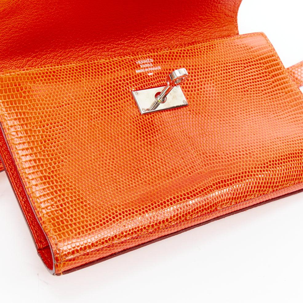 HERMES Kelly Short orange shiny liz leather PHW classic wallet For Sale 1