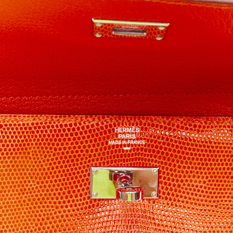 HERMES Kelly Short orange shiny liz leather PHW classic wallet For Sale 2