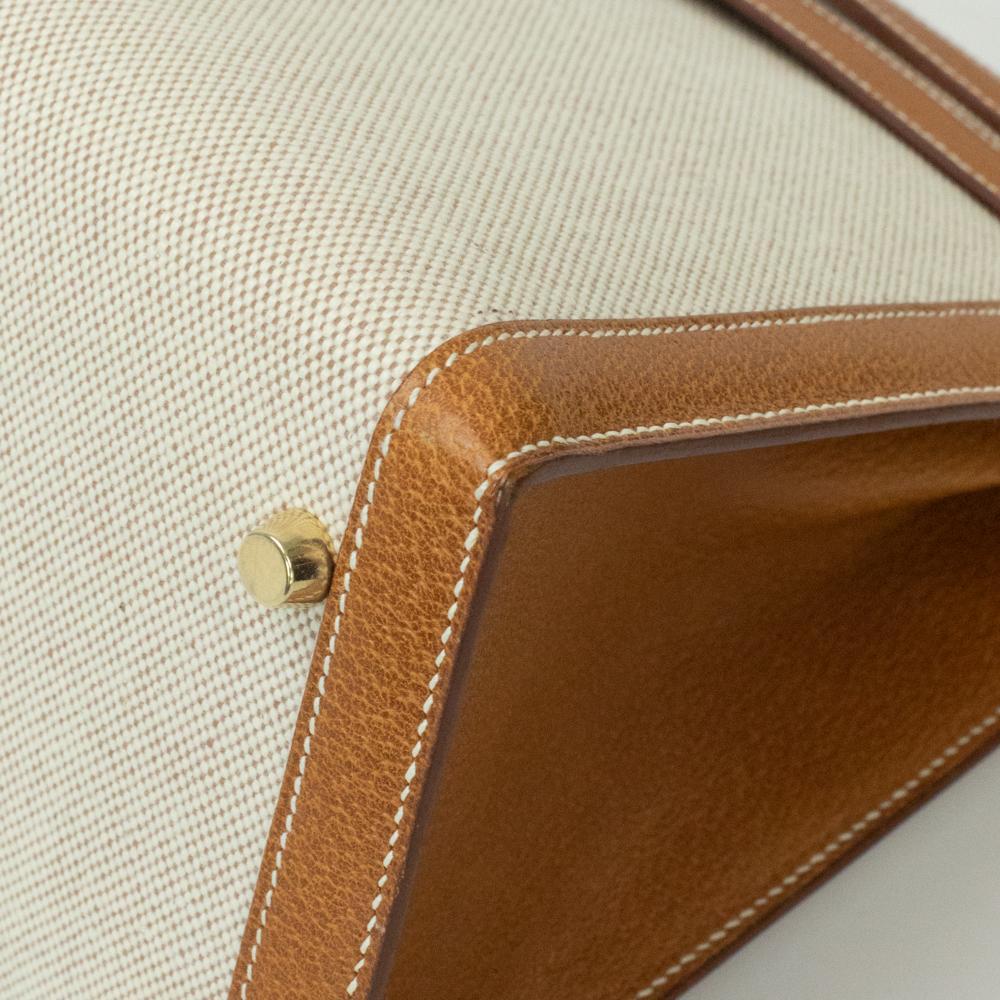 HERMÈS Kelly Shoulder bag in Beige Canvas 3