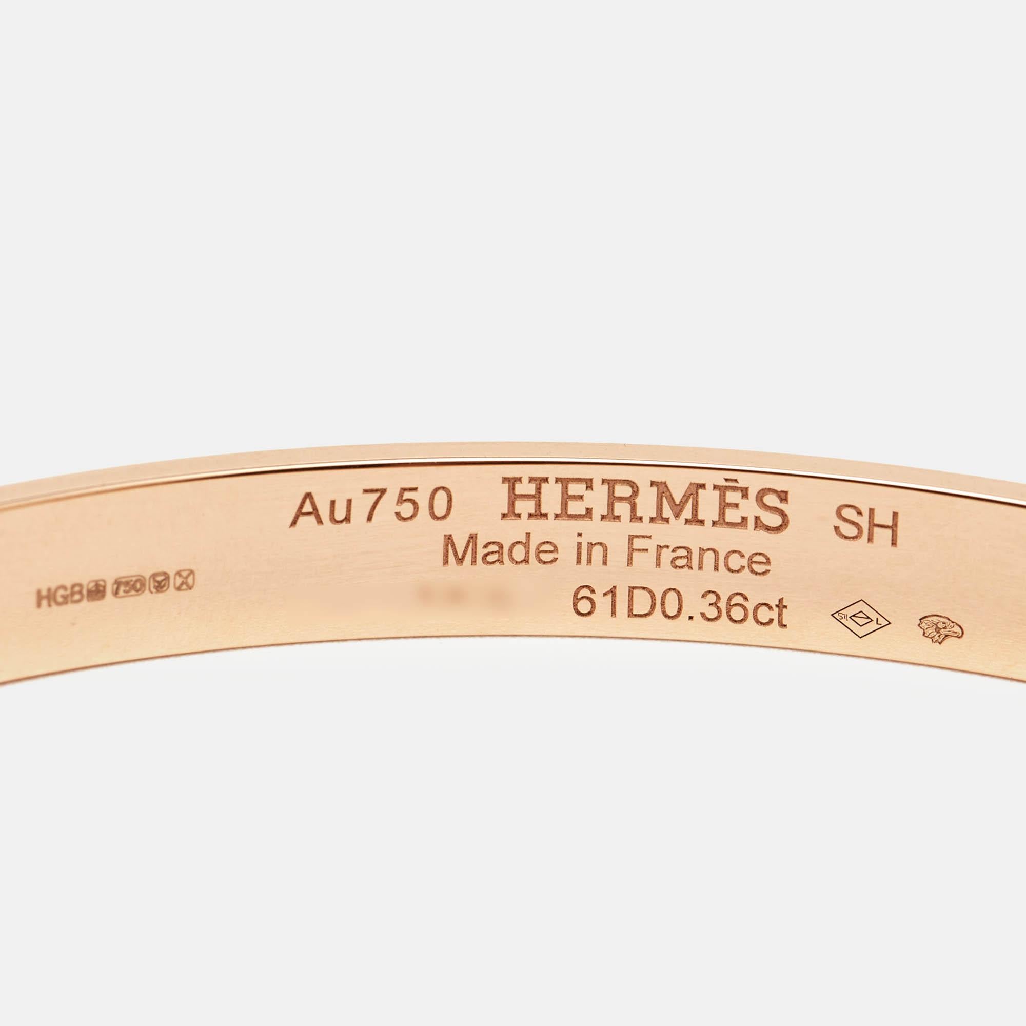 Women's Hermes Kelly Small Model Diamond 18K Rose Gold Bracelet SH