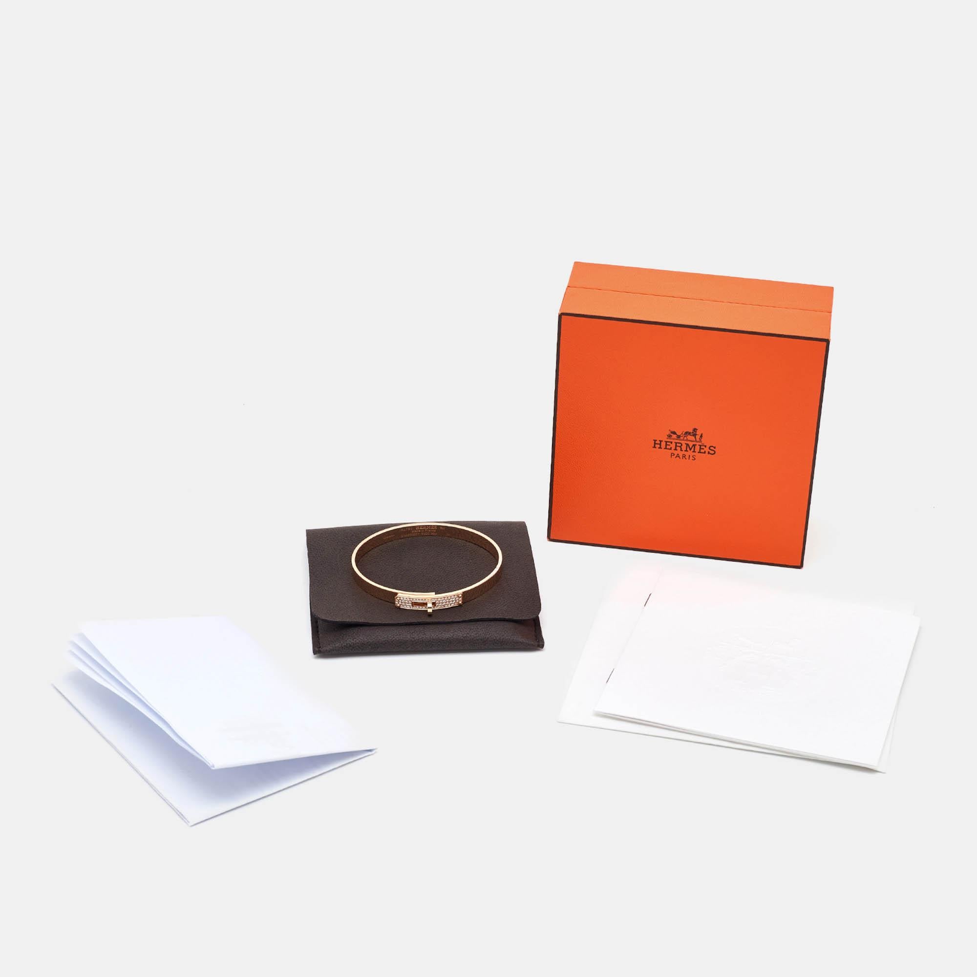 Hermes Kelly Small Model Diamond 18K Rose Gold Bracelet SH 1