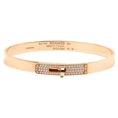 Hermes Kelly Small Model Diamond 18K Rose Gold Bracelet SH
