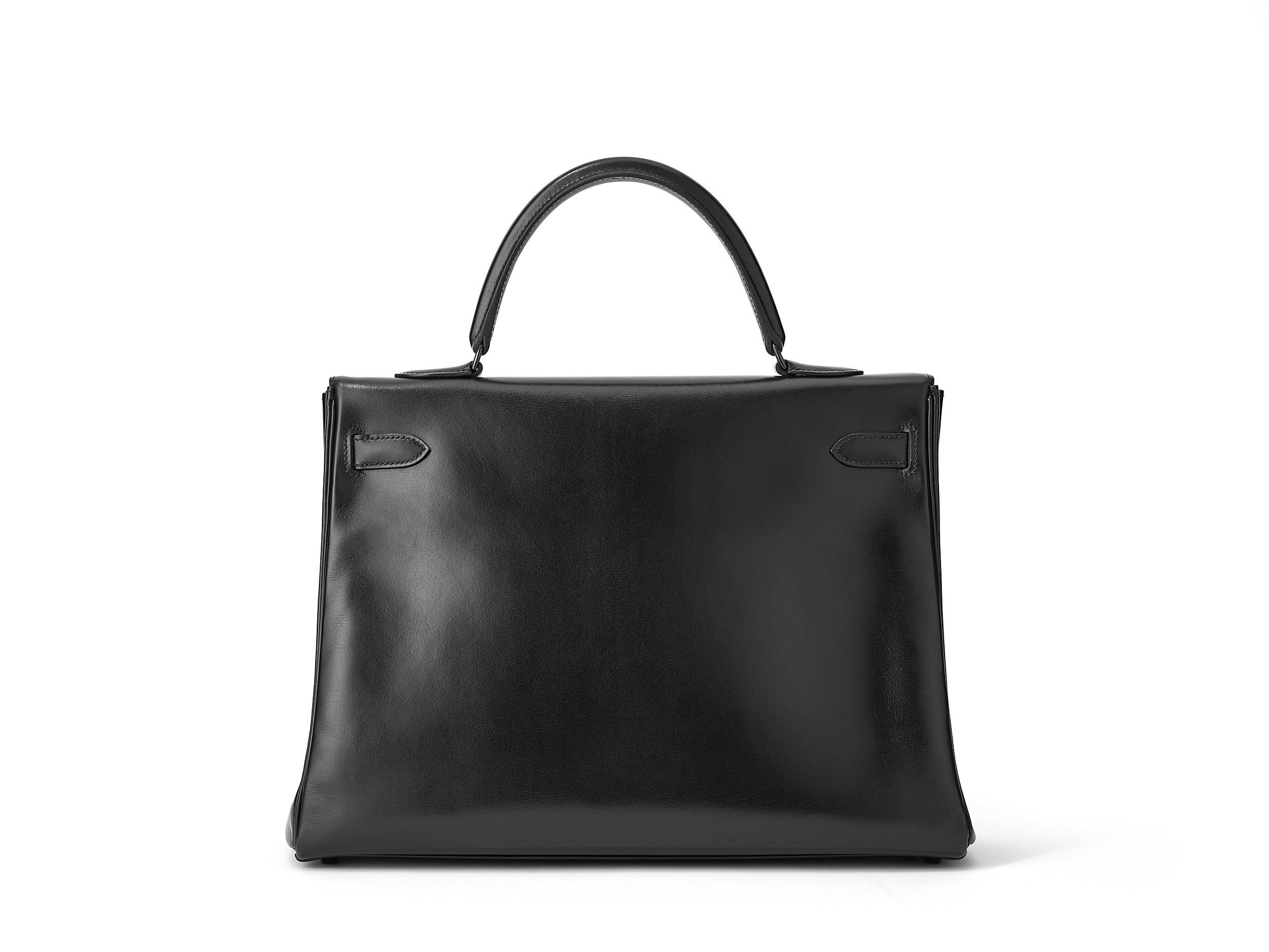 Hermès Kelly So Black 35 Noir Boxcalf In Good Condition For Sale In Berlin, DE