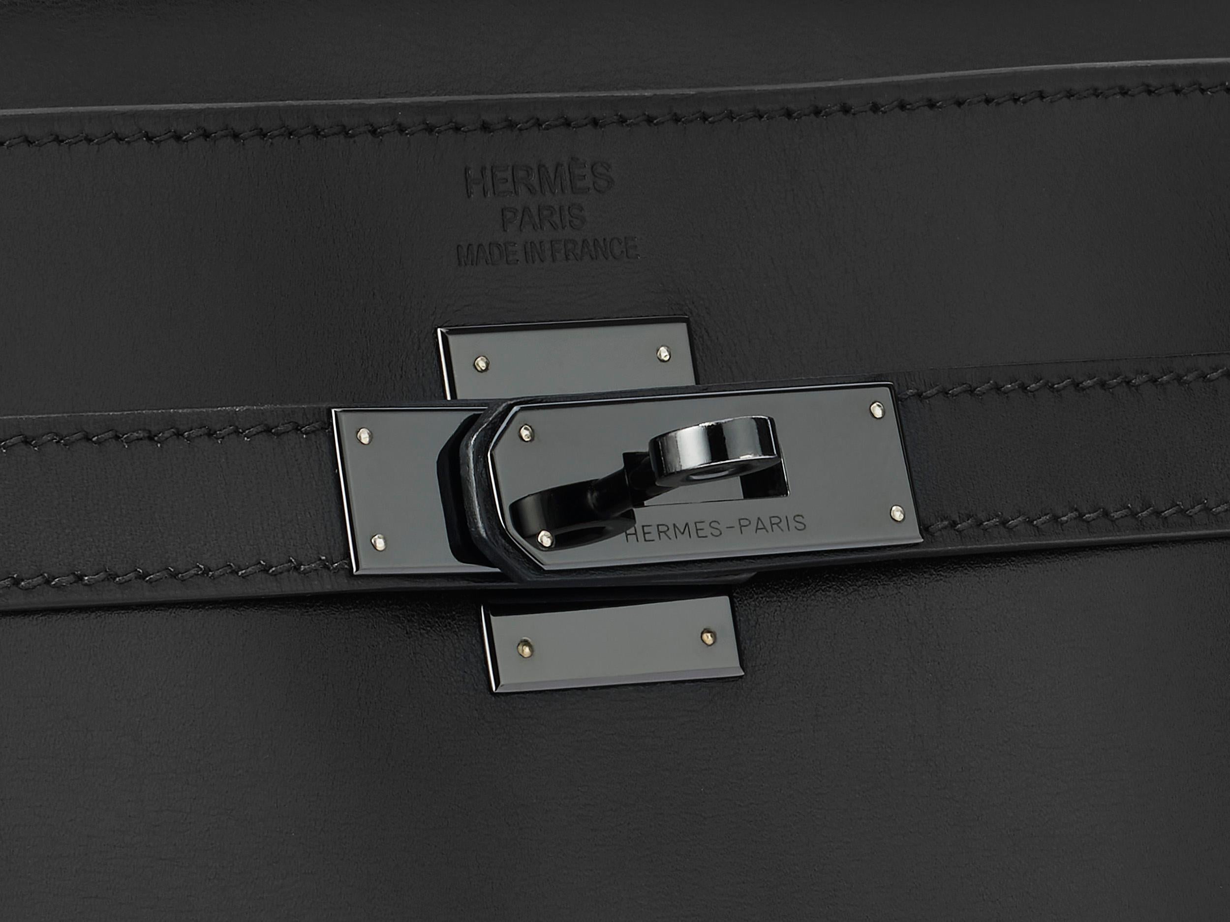 Hermès Kelly So Schwarz 35 Noir Boxcalf für Damen oder Herren im Angebot