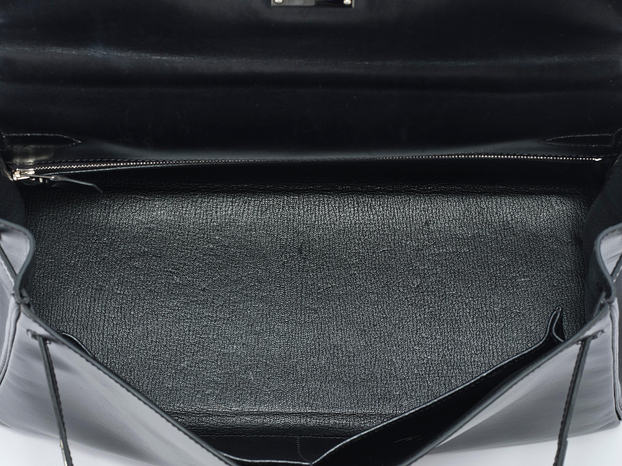 Hermès Kelly So Schwarz 35 Noir Boxcalf im Angebot 4