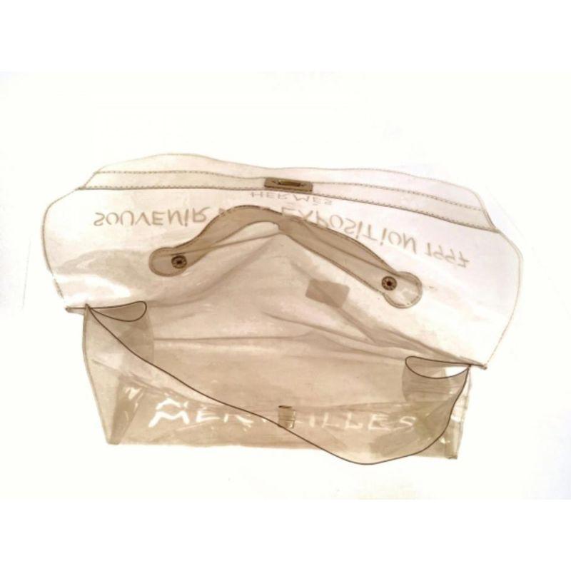 Hermès Kelly Souvenir 1997 229695 Clear X White Vinyl Satchel In Good Condition In Dix hills, NY