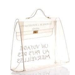Hermès Kelly Souvenir De L'exposition 1997 230075 Clear X White Vinyl Satchel