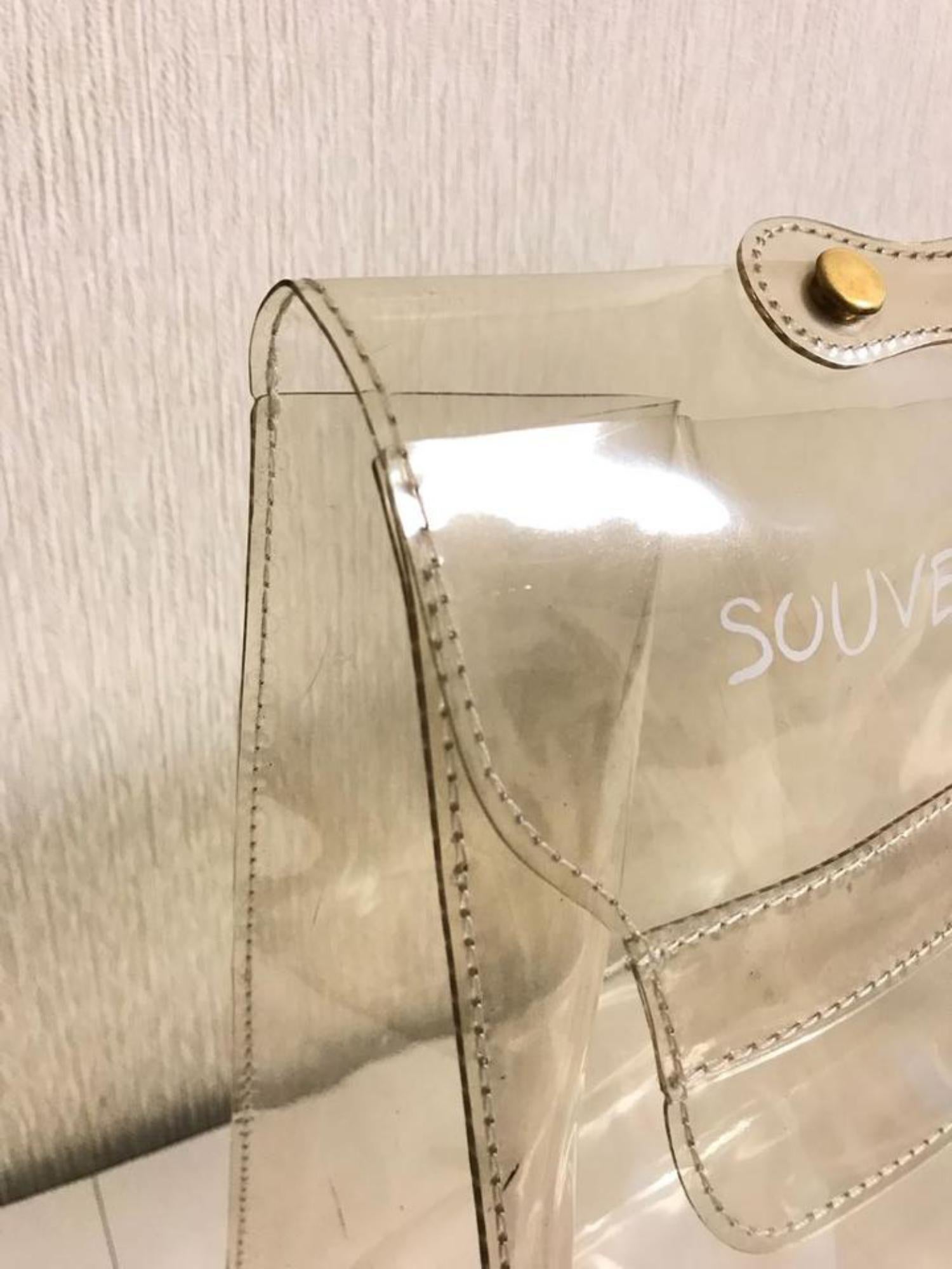 Hermès Kelly Souvenir De L'exposition Transparent 230179 White Vinyl Satchel For Sale 1