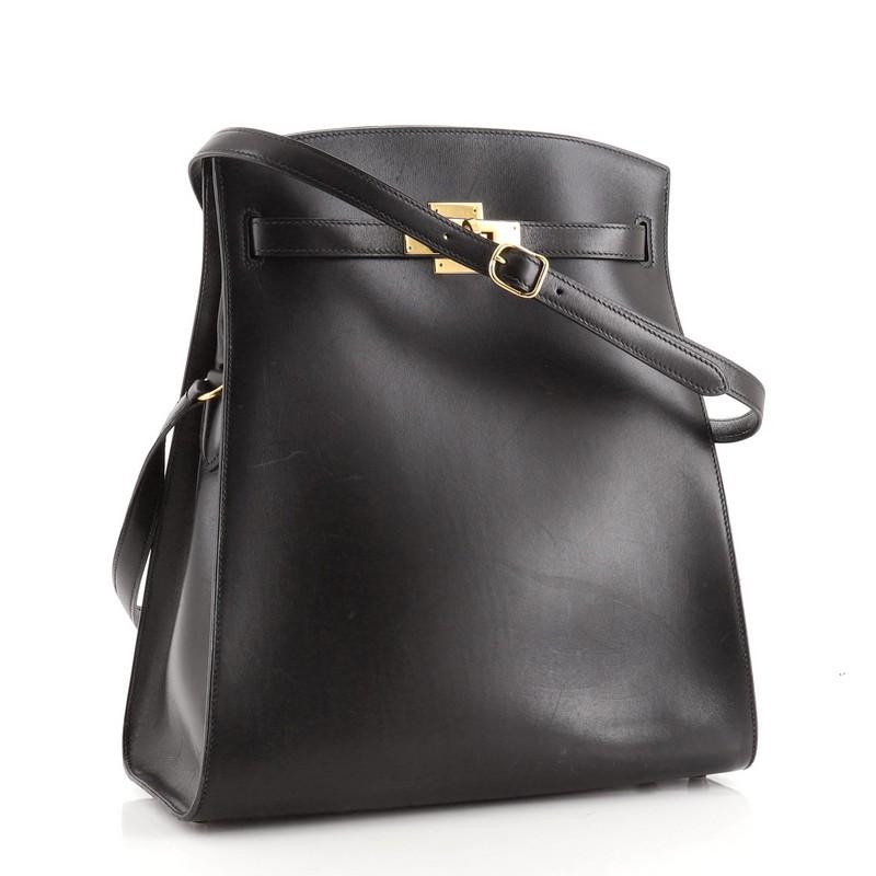 Black Hermes Kelly Sport Bag Box Calf GM