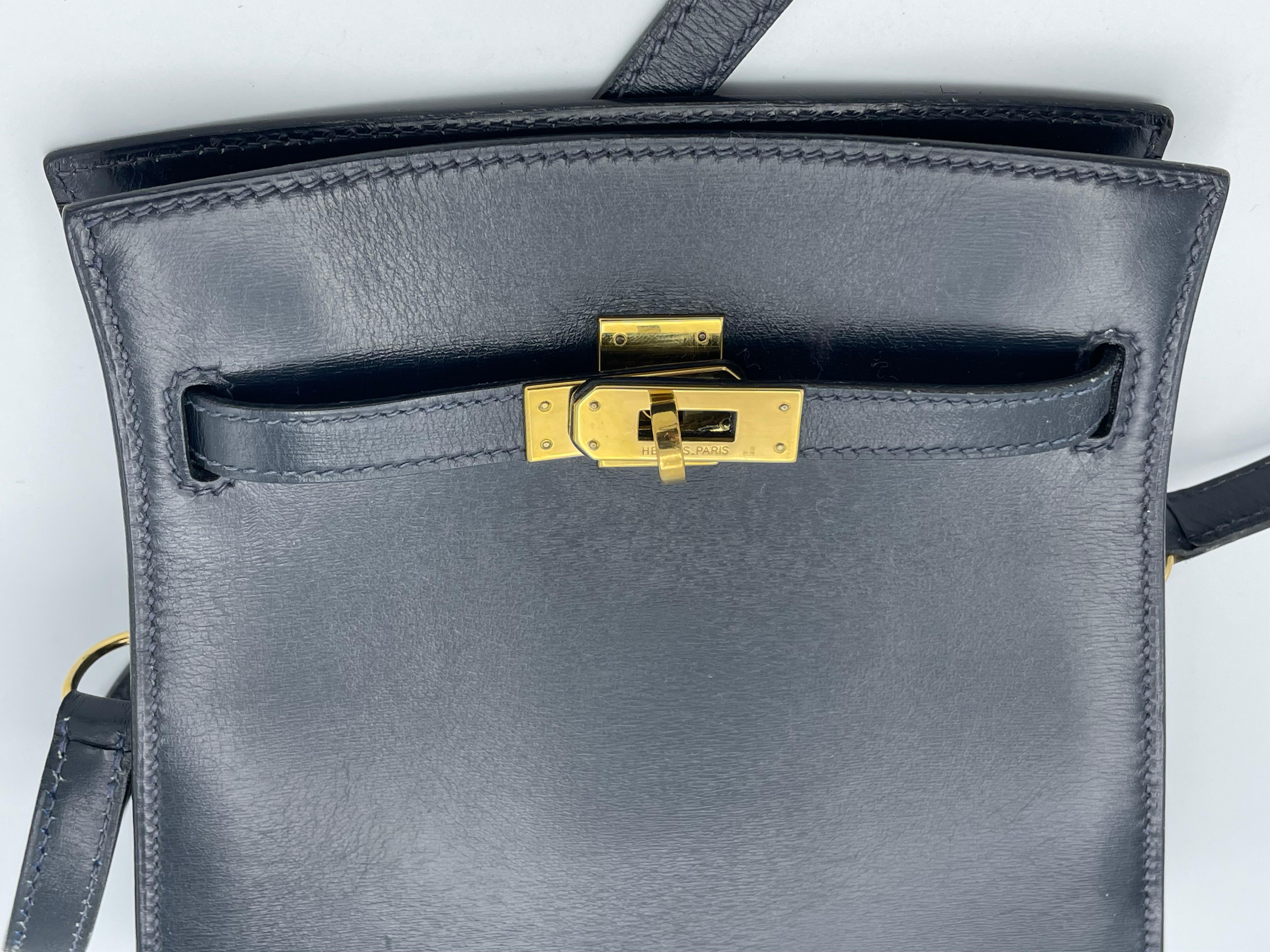 HERMES KELLY SPORT Shoulder BAG cuir de vachette marine  S=1989 5