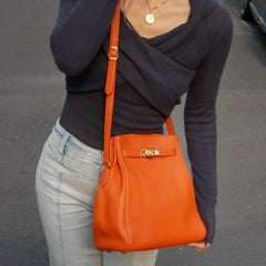 HERMES Kelly Sport MM Orange Togo Leather Gold Hardware Shoulder Bag