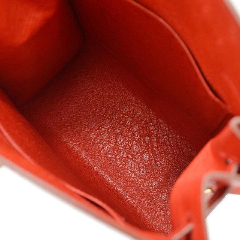 Women's HERMES Kelly Sport MM Red Ostrich Exotic Gold Carryall  Shoulder Backpack Bag