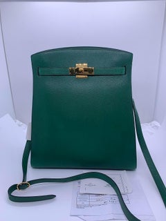 Hermes Kelly Sport PM Shoulder Bag Emerald Green Courchevel Gold Hardware