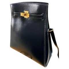 HERMES KELLY SPORT Shoulder BAG box calfs leather navy  S=1989