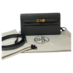 Hermes Kelly to Go Etain Epsom with gold hardware clutch