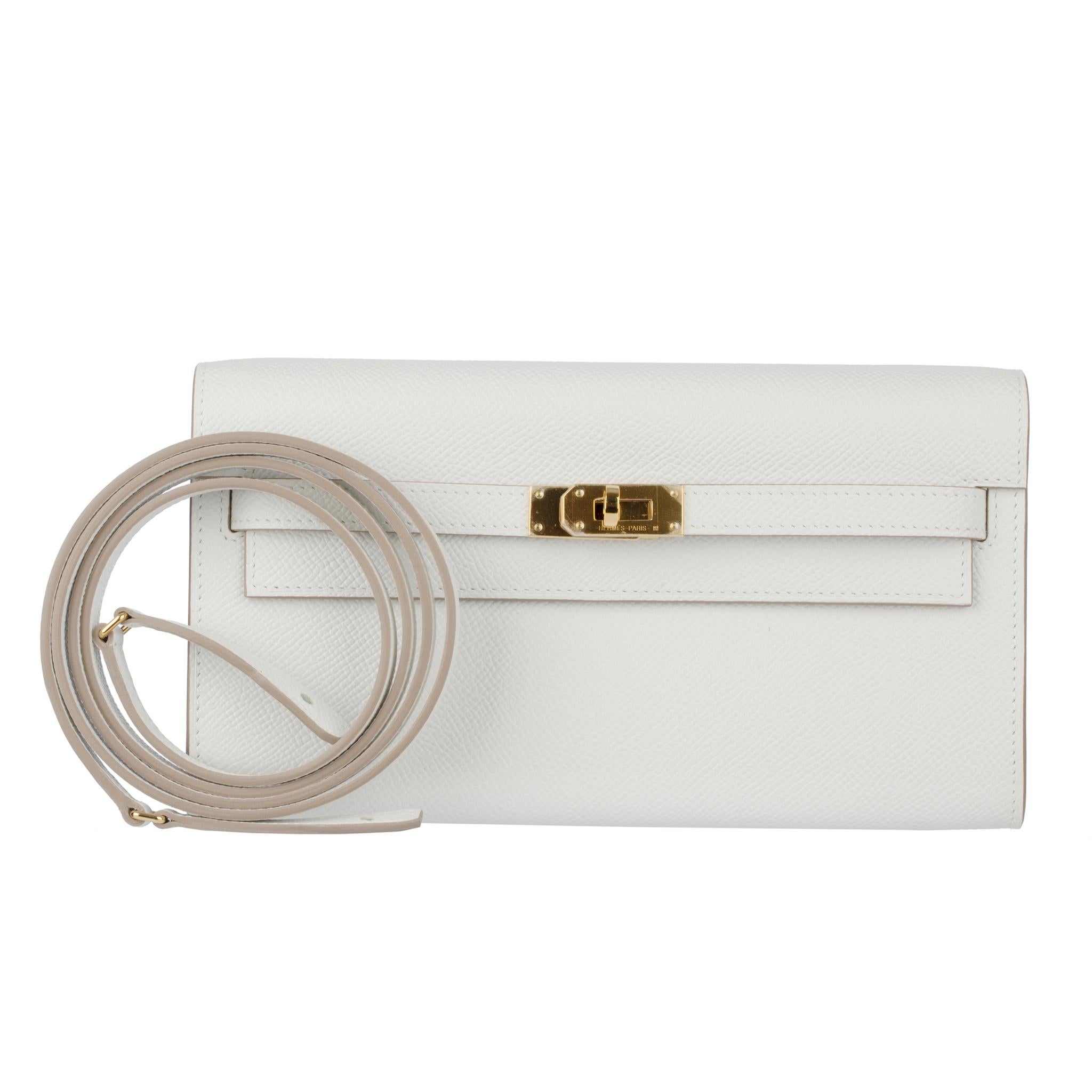 Hermes Kelly-To-Go Gris Pale Epsom Leather Gold Hardware For Sale 5