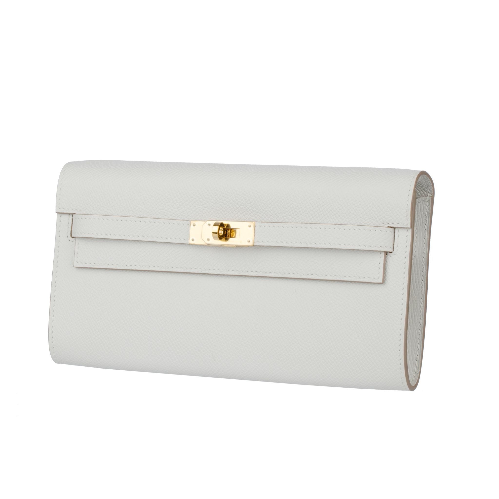 Gray Hermes Kelly-To-Go Gris Pale Epsom Leather Gold Hardware For Sale