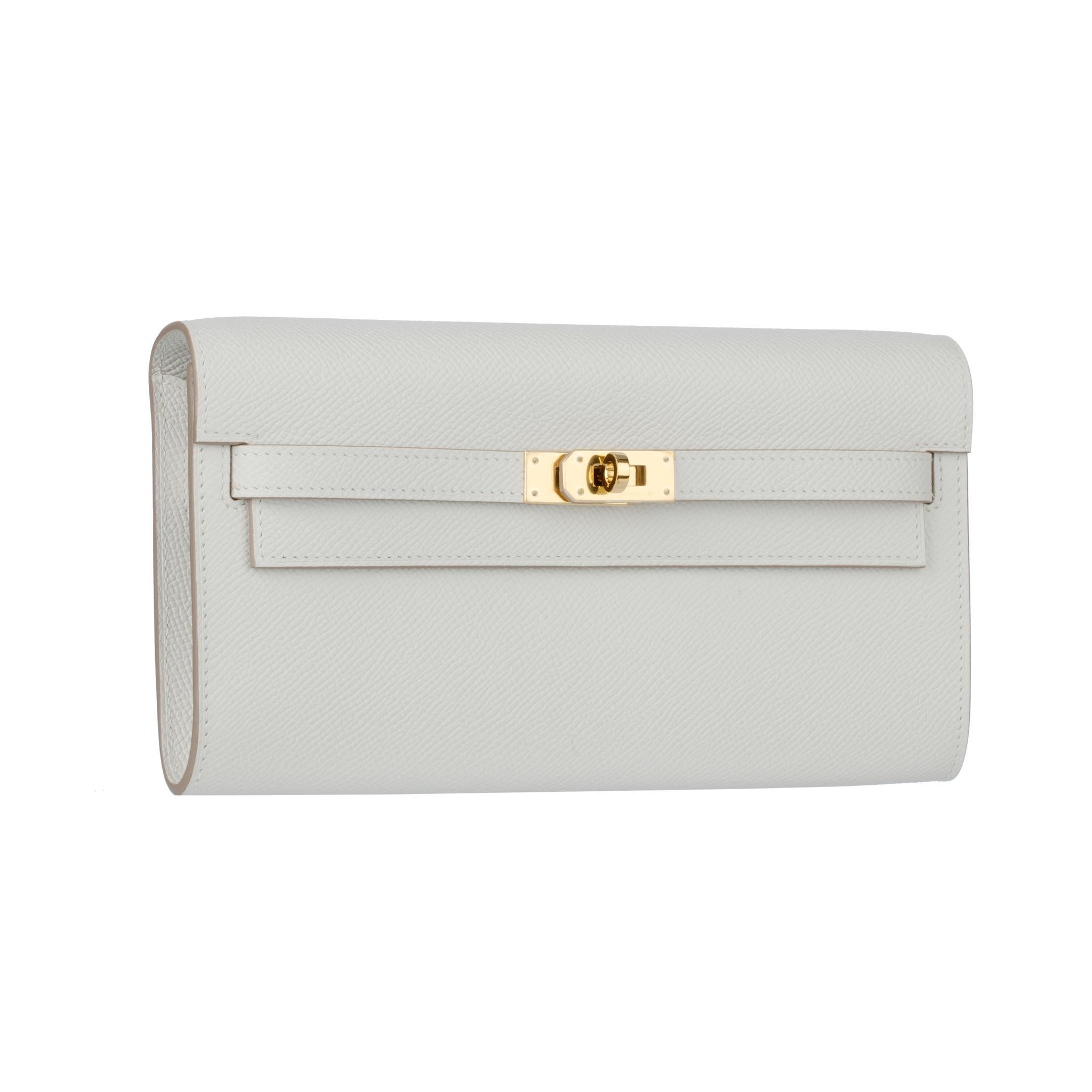 Women's Hermes Kelly-To-Go Gris Pale Epsom Leather Gold Hardware For Sale