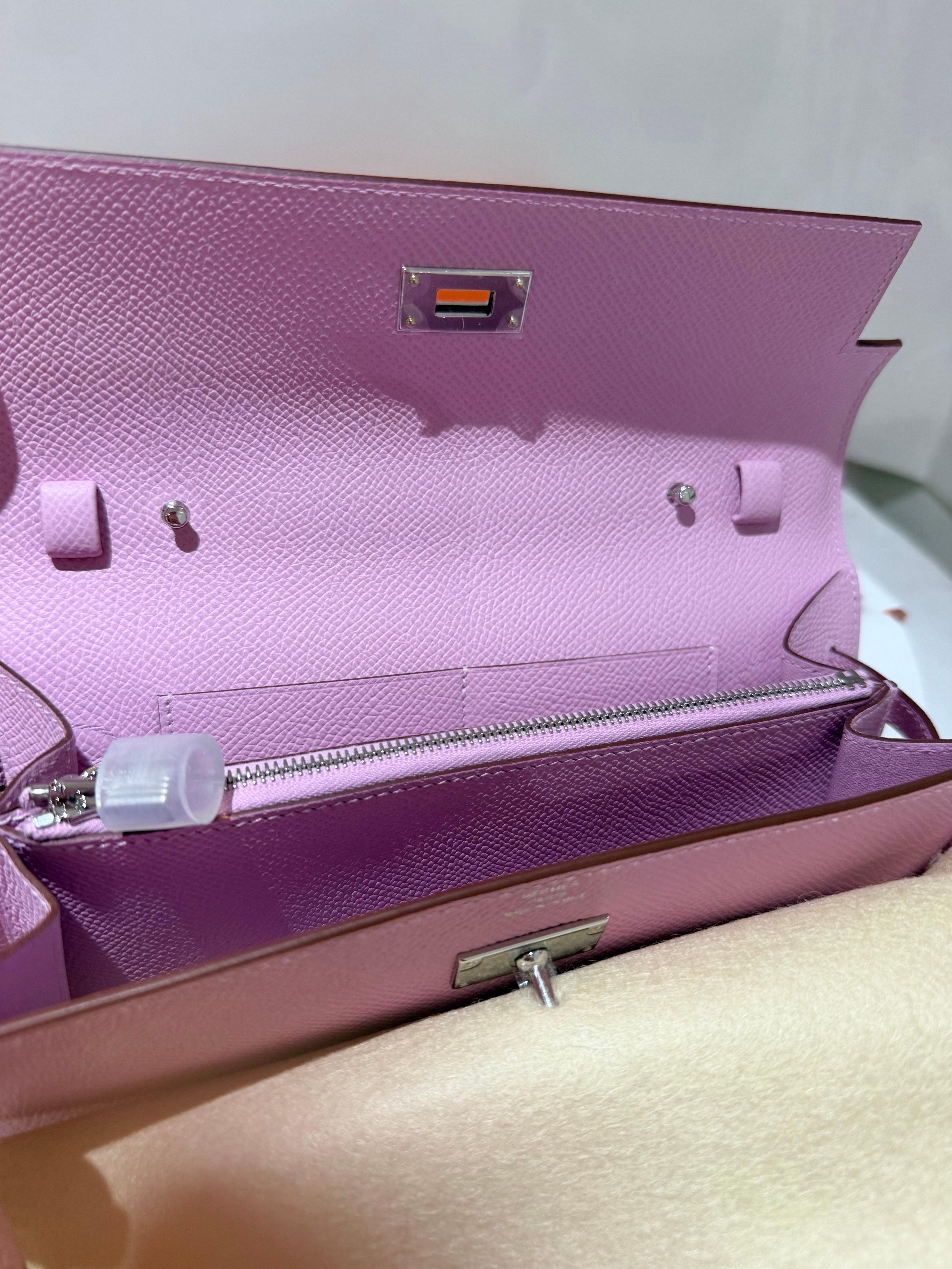 da uomo o donna Clutch Hermès Kelly To Go in Mauve Sylvestre Epsom in vendita