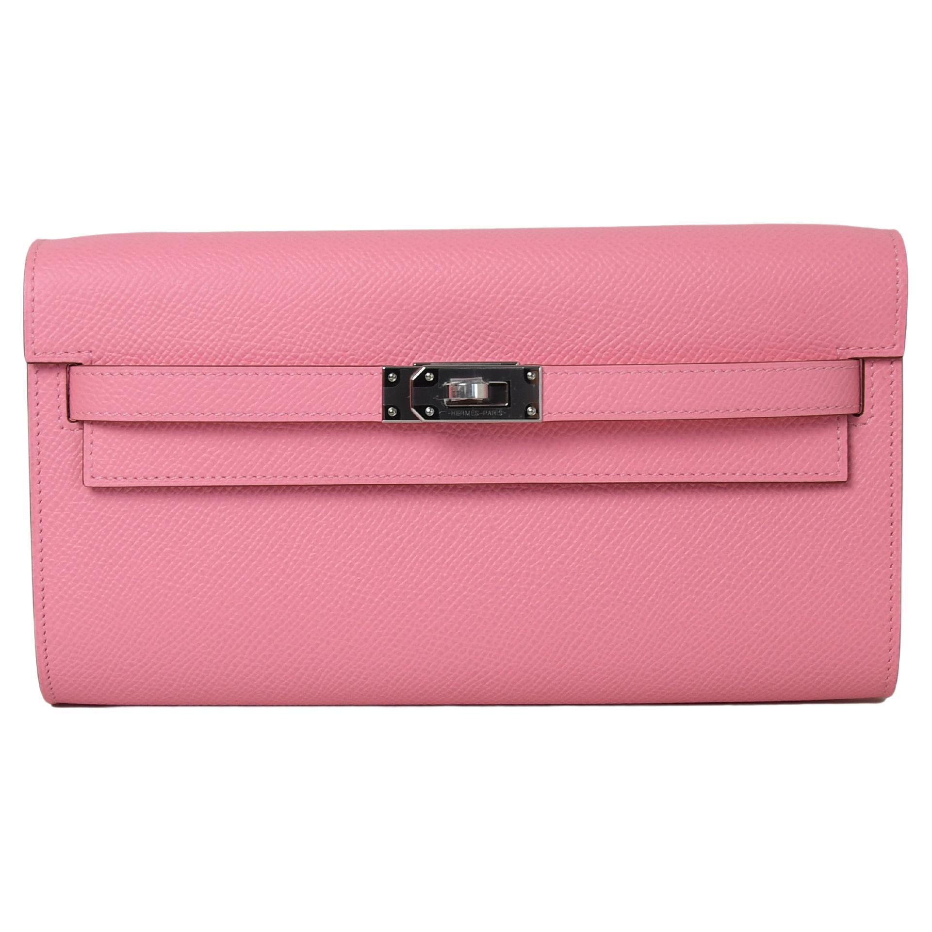 Hermes Kelly To Go Palladium Hardware Rose Confetti For Sale