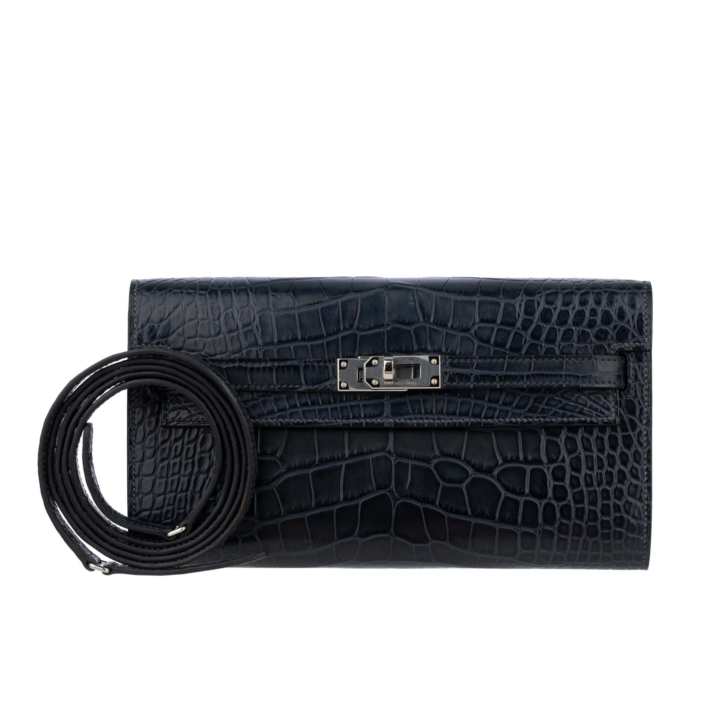 Hermès Kelly-To-Go Wallet  Blue Indigo Matte Alligator Palladium Hardware 1