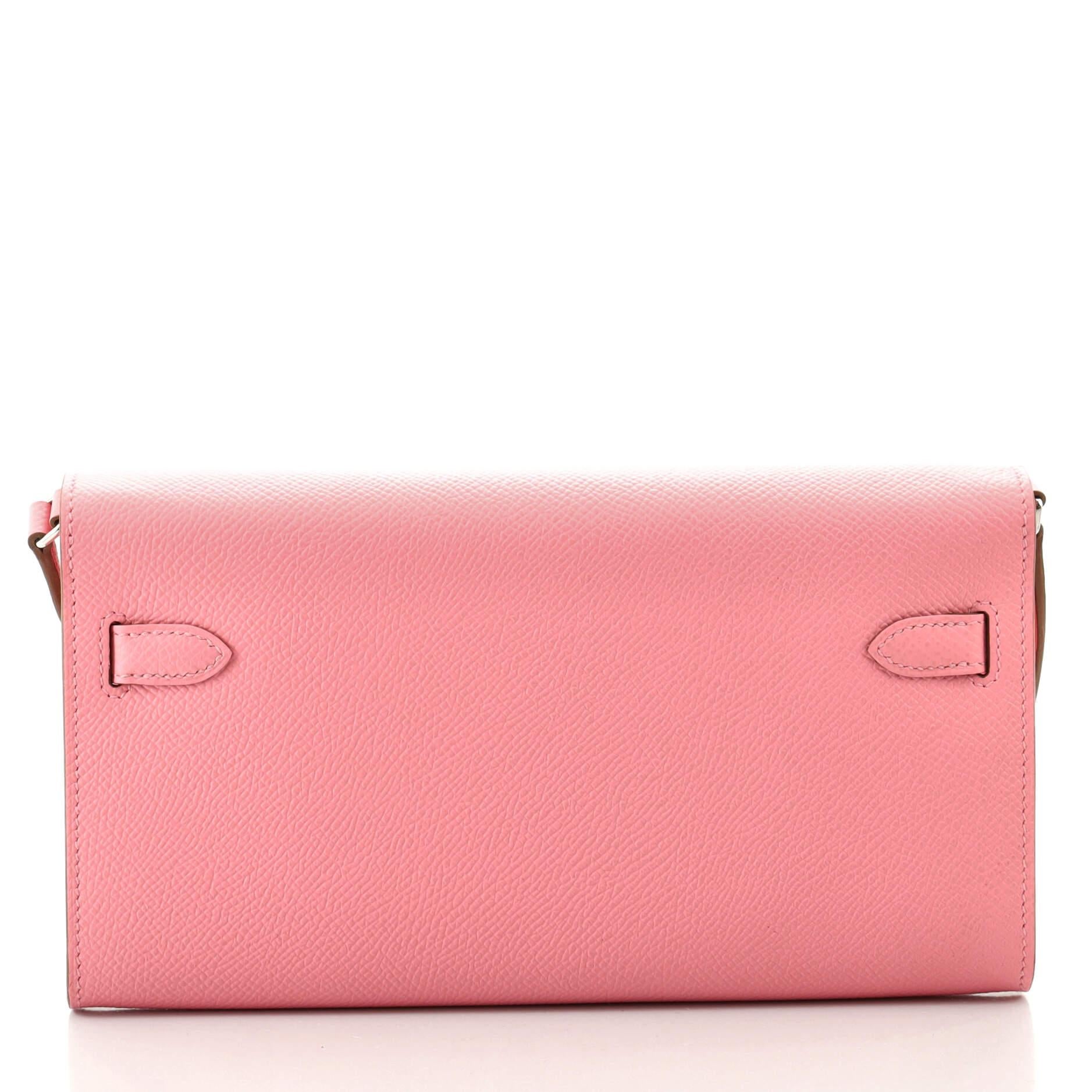 Pink Hermes Kelly To Go Wallet Epsom