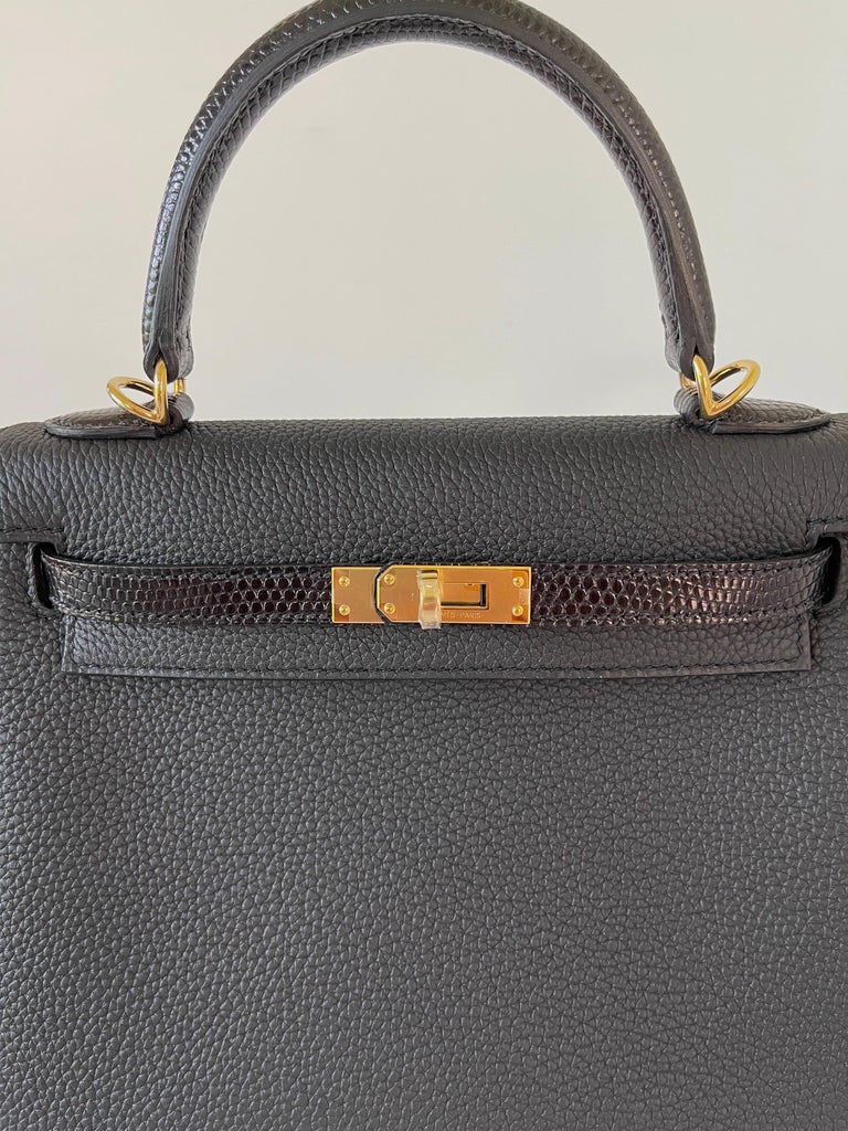 Hermes Kelly Touch 25 Retourne Bag Black Lizard / Togo Permabrass Hard –  Mightychic