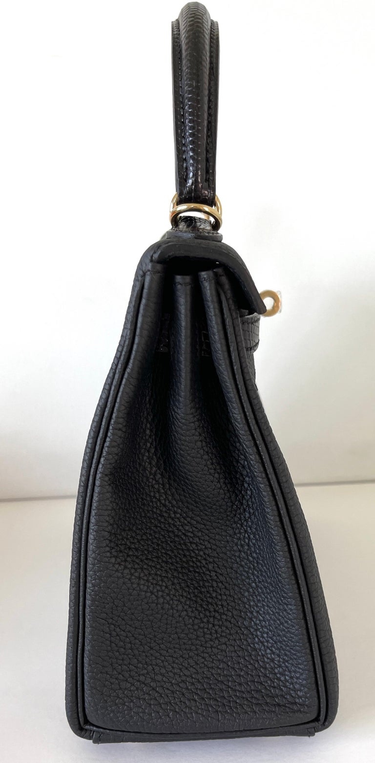 Hermes Kelly Touch 25 Black Lizard Togo Permabrass 1