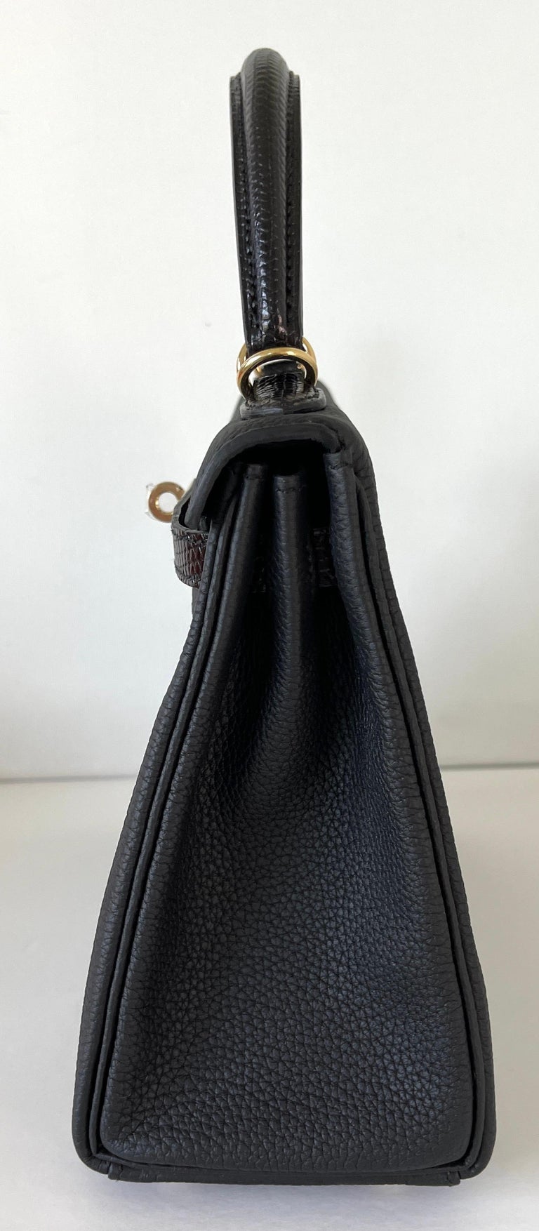 Hermes Kelly Touch 25 Black Lizard Togo Permabrass 3