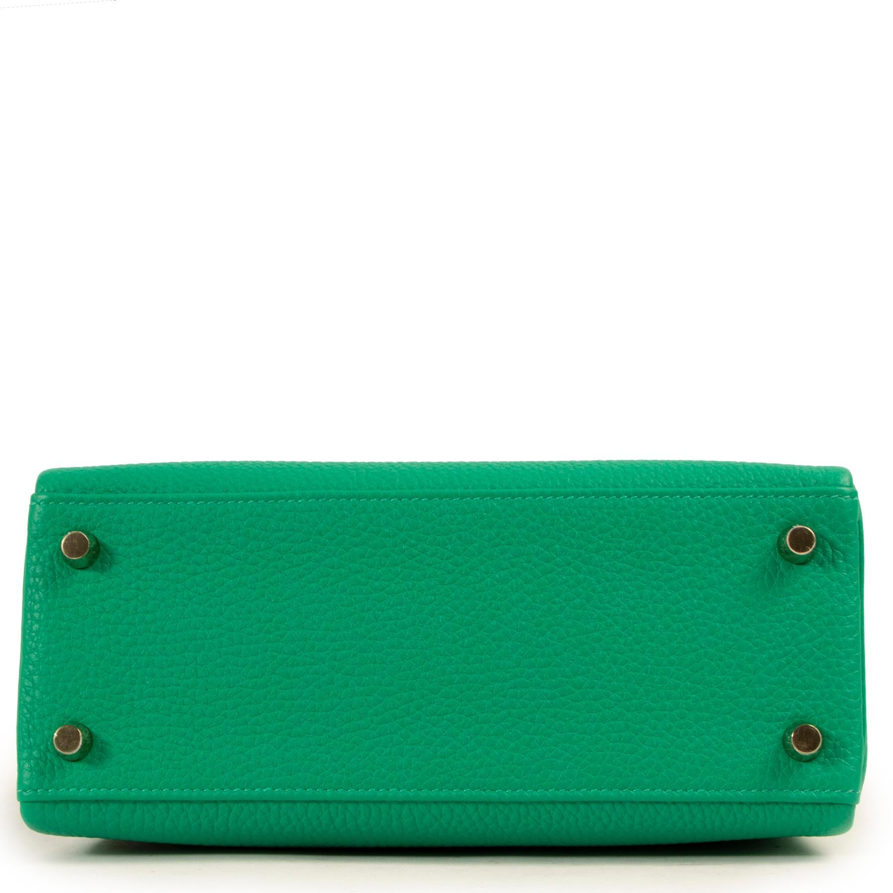 Hermès Kelly Touch 25 Vert Menthe Lizard/Togo PBHW For Sale 3