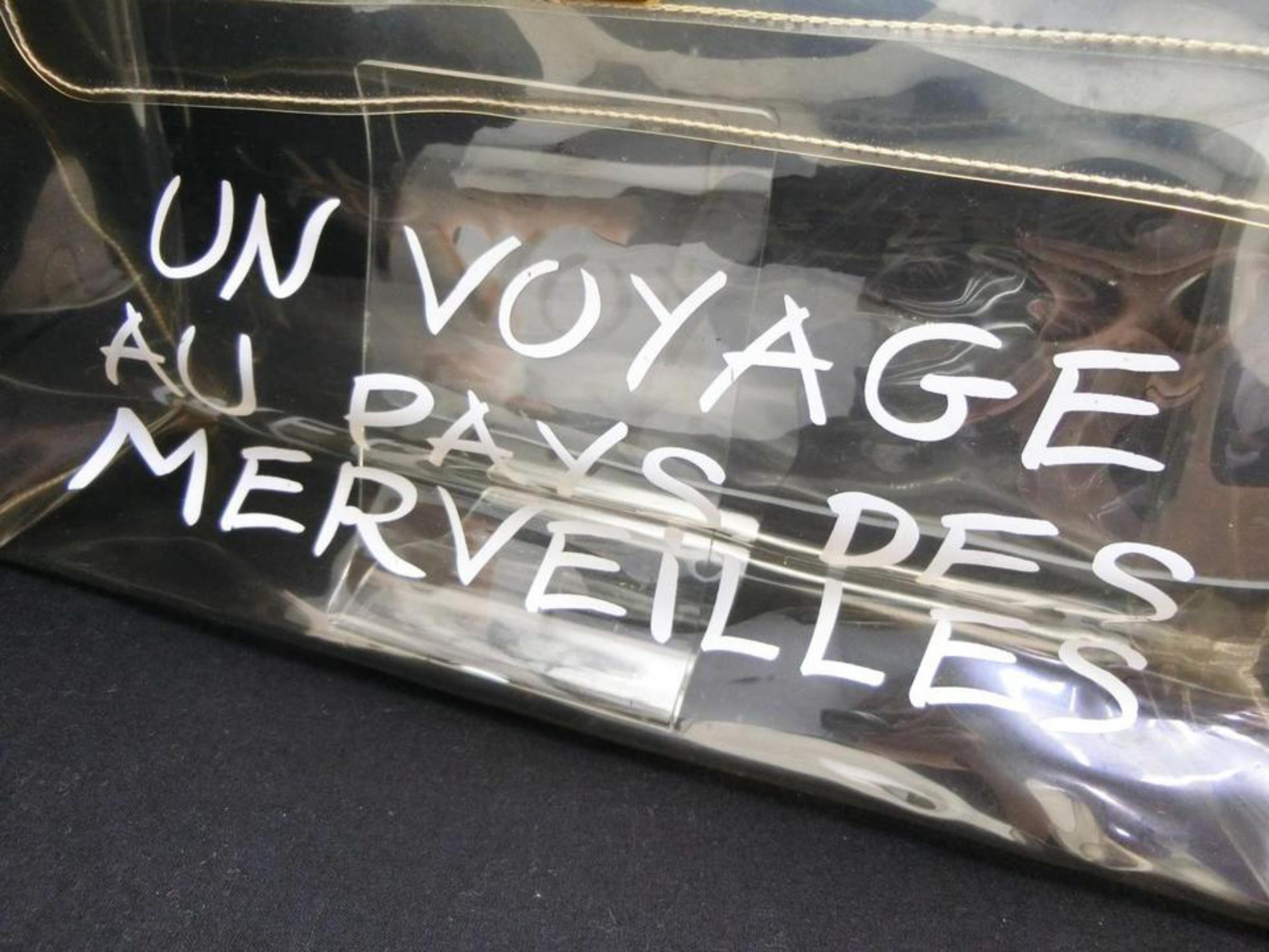 Hermès Kelly Translucent 1997 Souvenir L'exposition Clear 230089 White Vinyl Sat For Sale 4