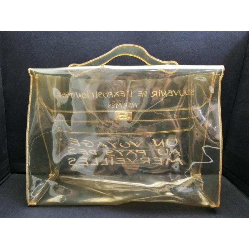 Hermès - Sac à main Kelly Translucent Souvenir 231153 en vinyle transparent en vente 1