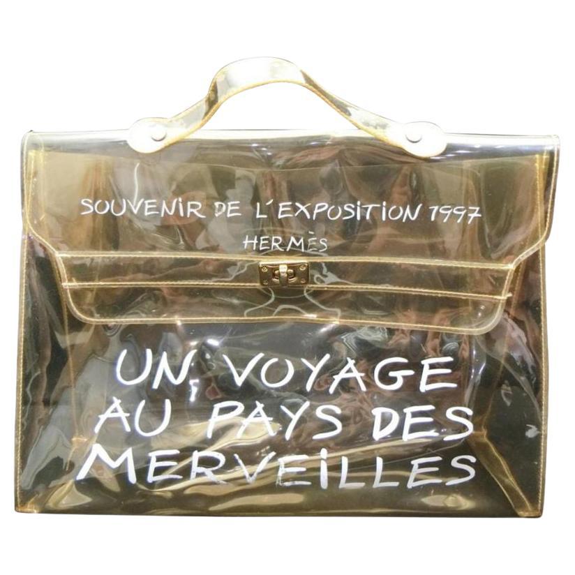 Hermès - Sac à main Kelly Translucent Souvenir 231153 en vinyle transparent en vente