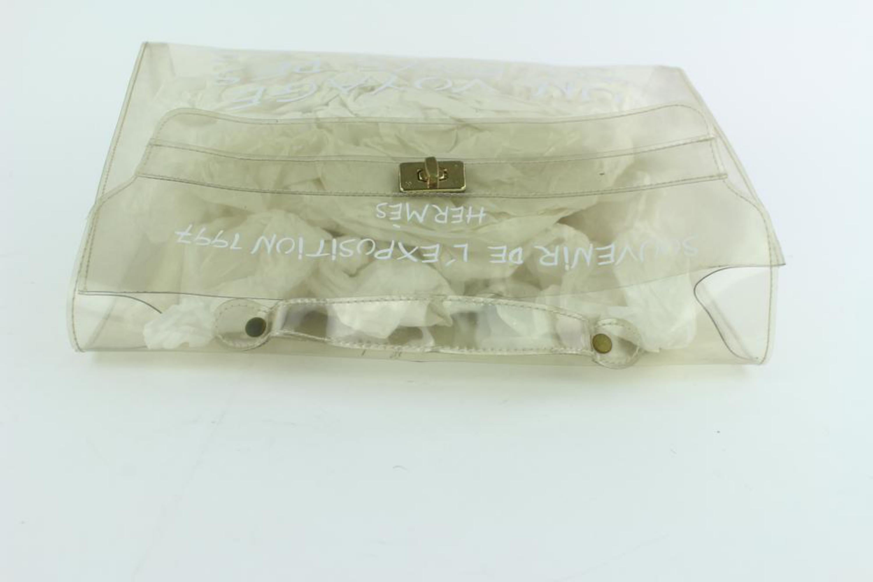 Hermès Kelly Translucent Souvenir Limited Edition 23hz1019 White Vinyl Tote For Sale 5