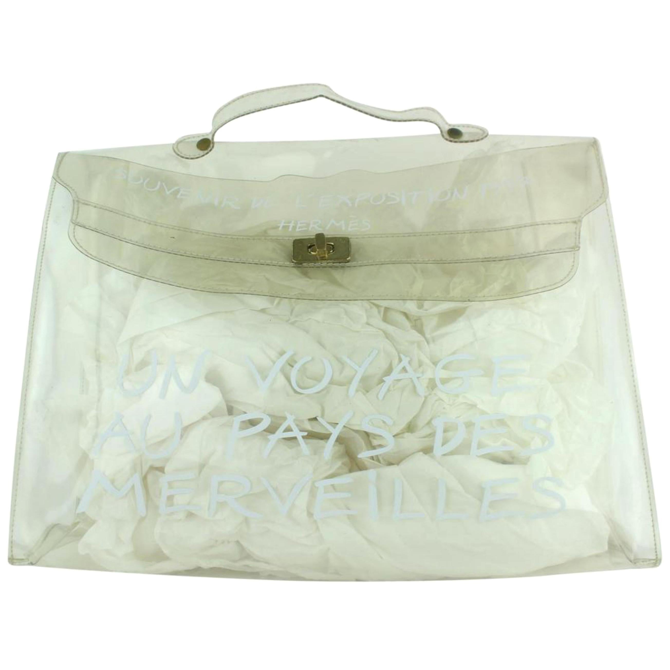 Hermès Kelly Translucent Souvenir Limited Edition 23hz1019 White Vinyl Tote For Sale