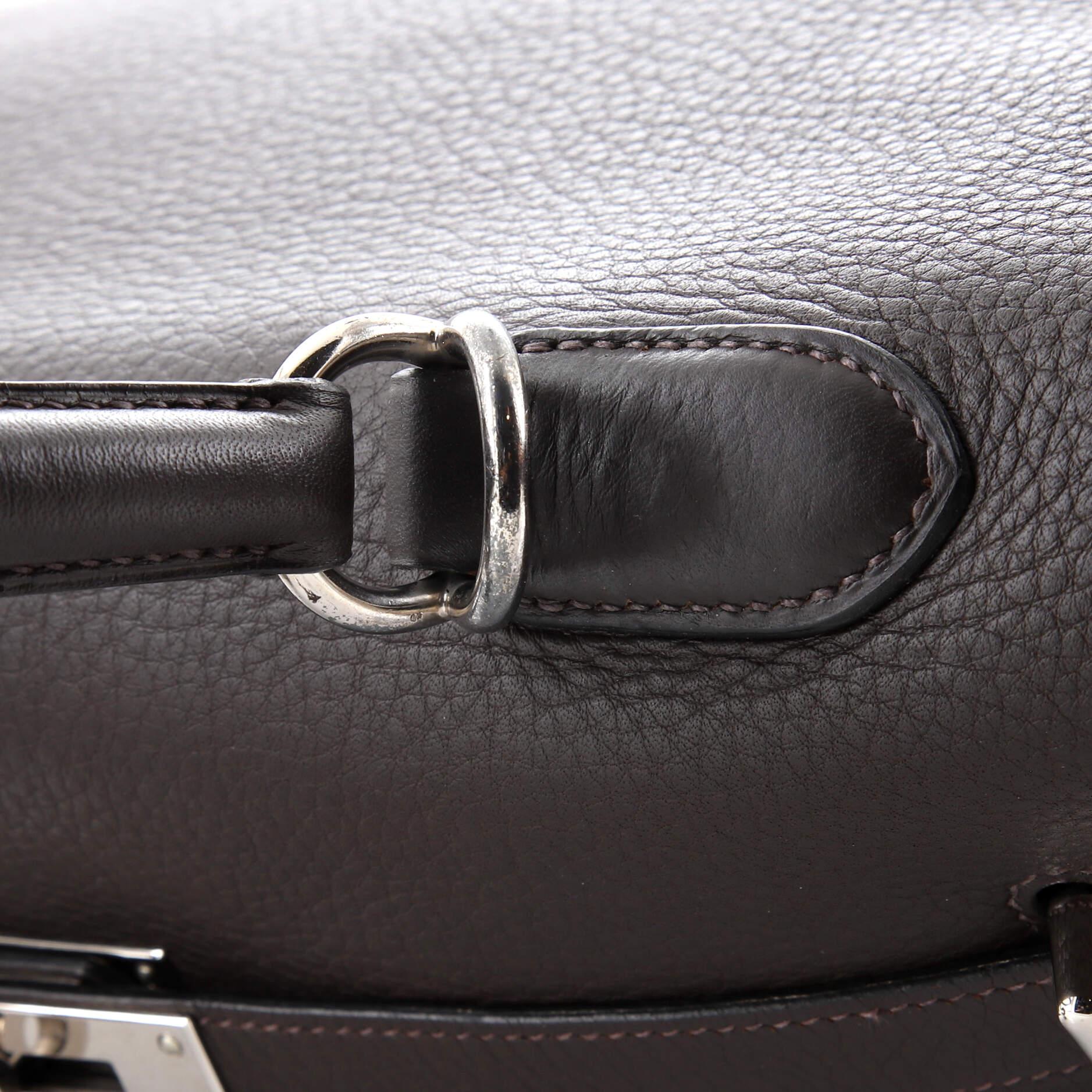 Hermes Kelly Travel Handbag Ebene Togo with Palladium Hardware 50 6