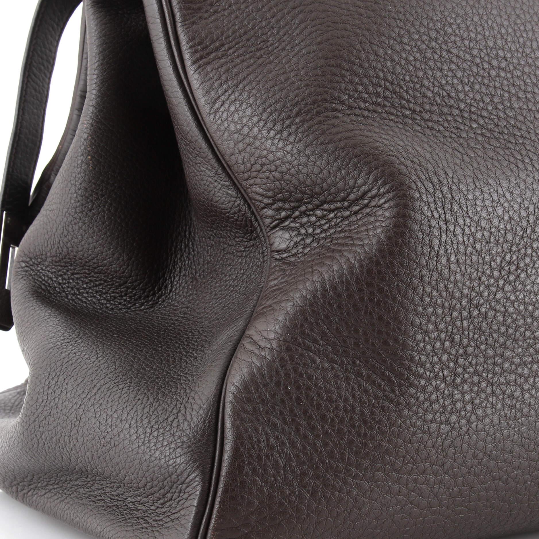 Hermes Kelly Travel Handbag Ebene Togo with Palladium Hardware 50 7