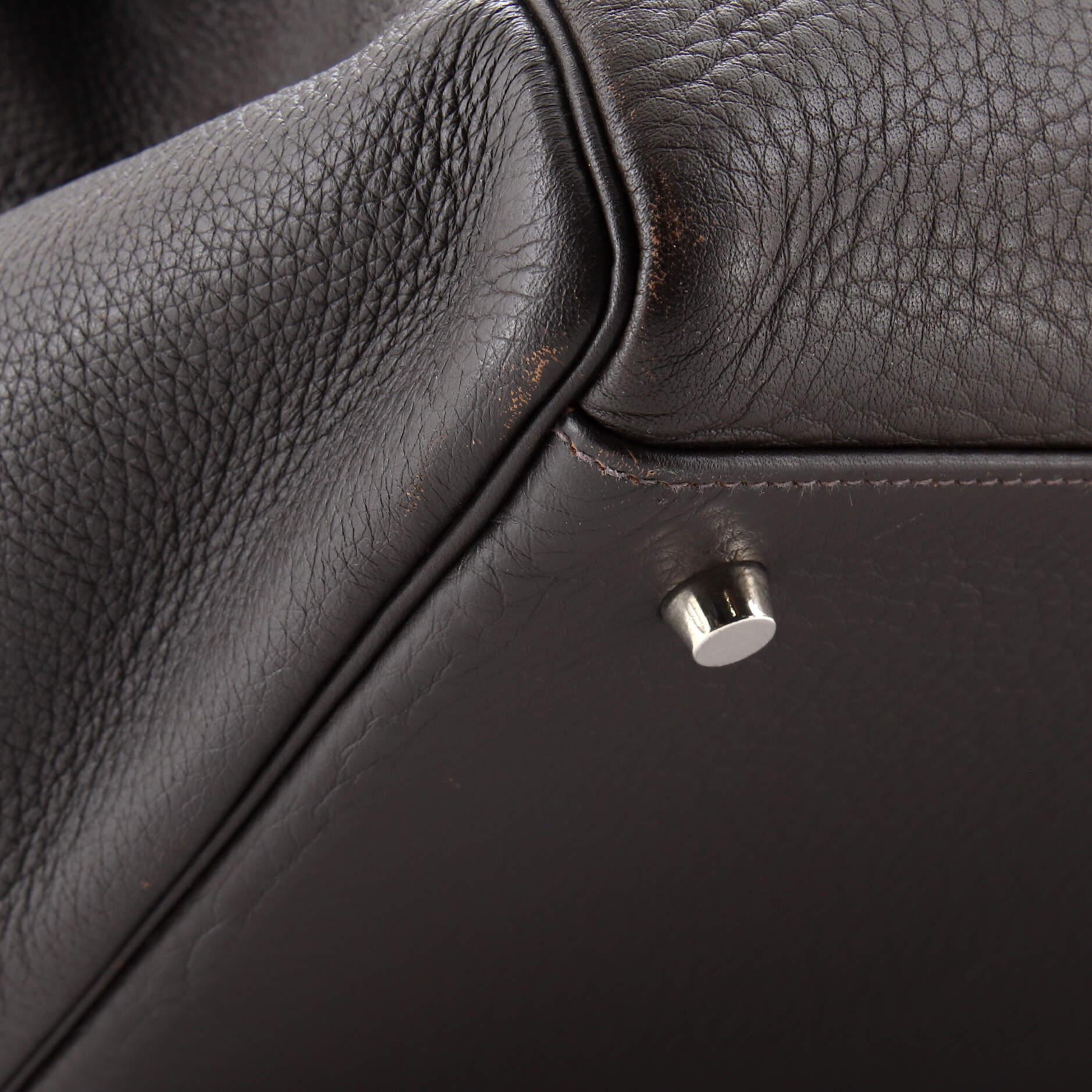 Hermes Kelly Travel Handbag Ebene Togo with Palladium Hardware 50 8
