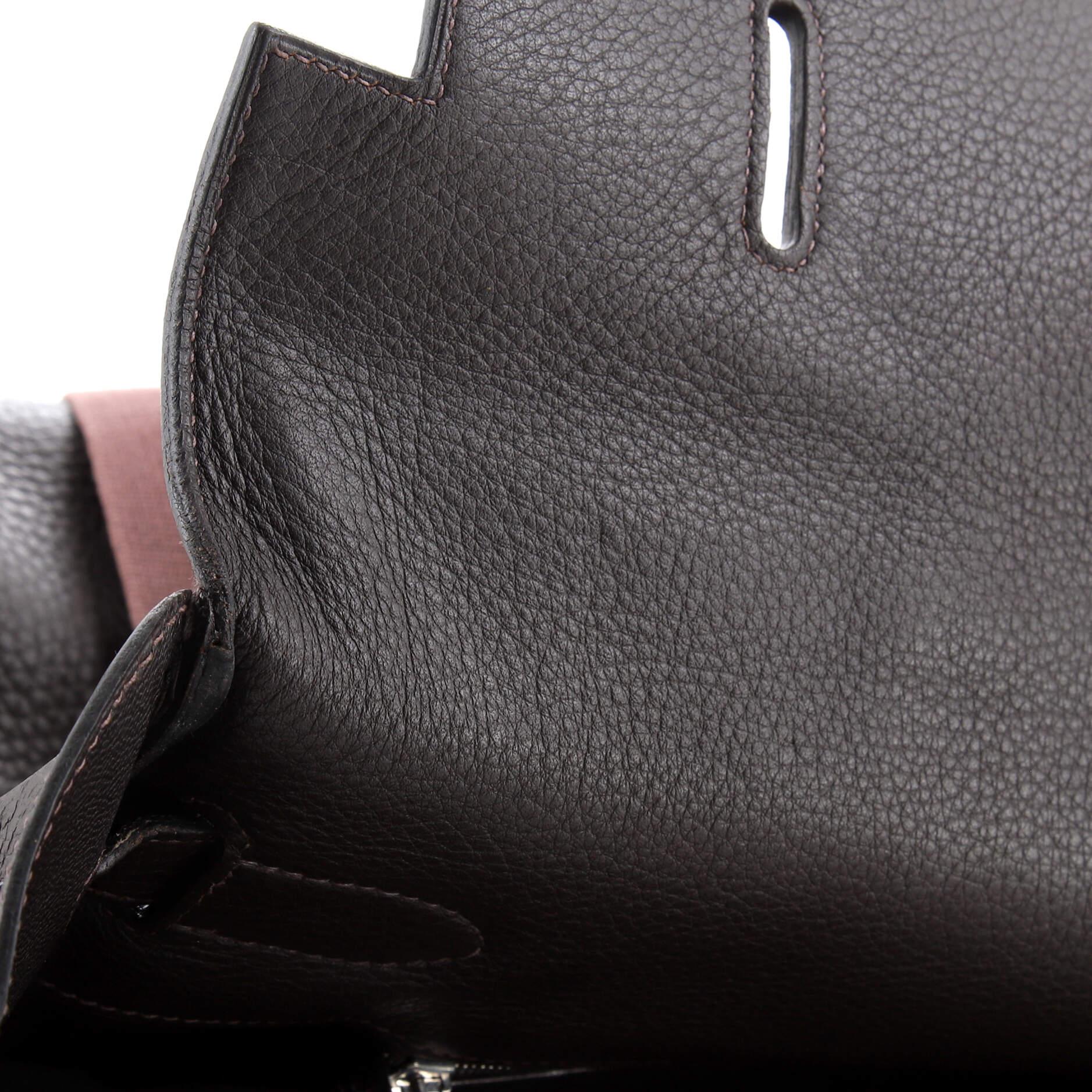 Hermes Kelly Travel Handbag Ebene Togo with Palladium Hardware 50 9