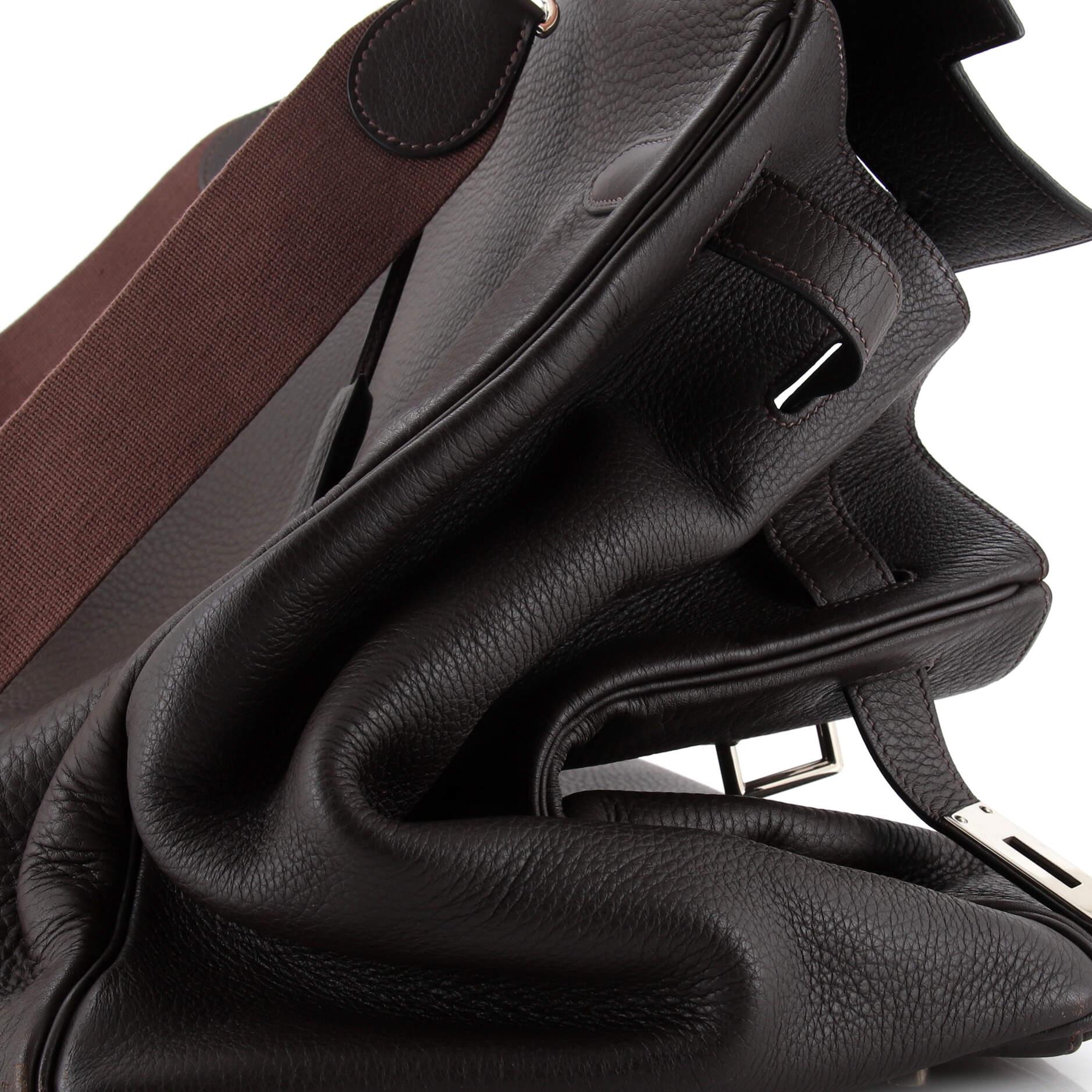 Hermes Kelly Travel Handbag Ebene Togo with Palladium Hardware 50 10