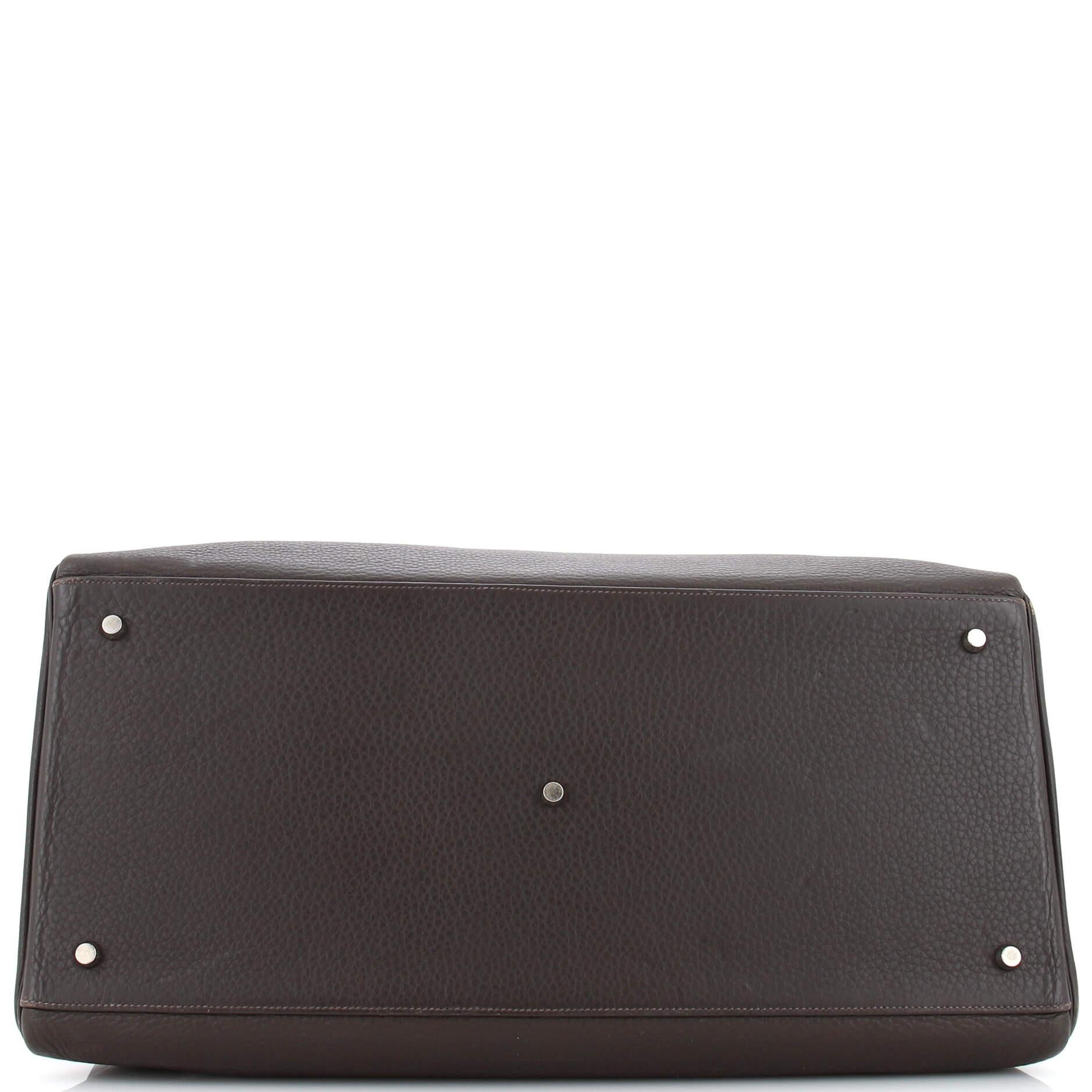 Women's or Men's Hermes Kelly Travel Handbag Ebene Togo with Palladium Hardware 50