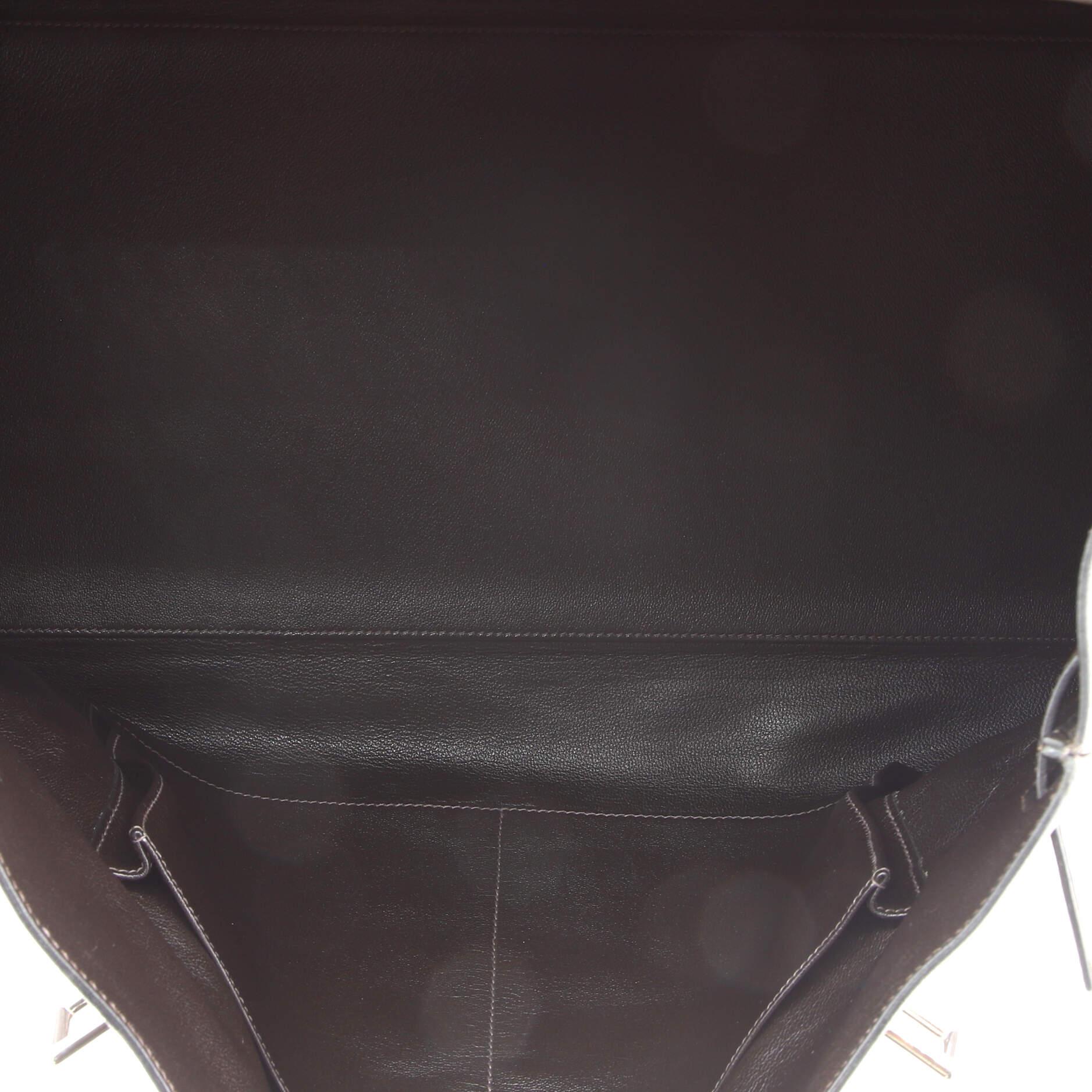 Hermes Kelly Travel Handbag Ebene Togo with Palladium Hardware 50 1
