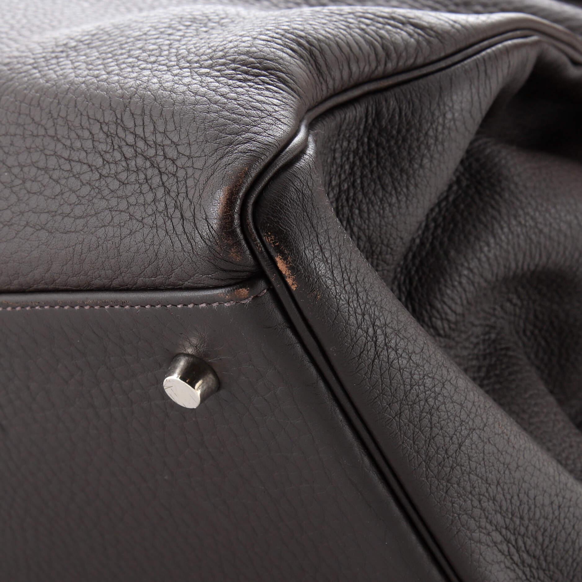 Hermes Kelly Travel Handbag Ebene Togo with Palladium Hardware 50 3